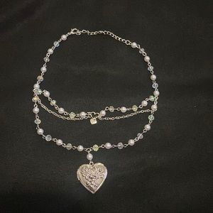 Children’s locket necklace with bead and faux pearl details